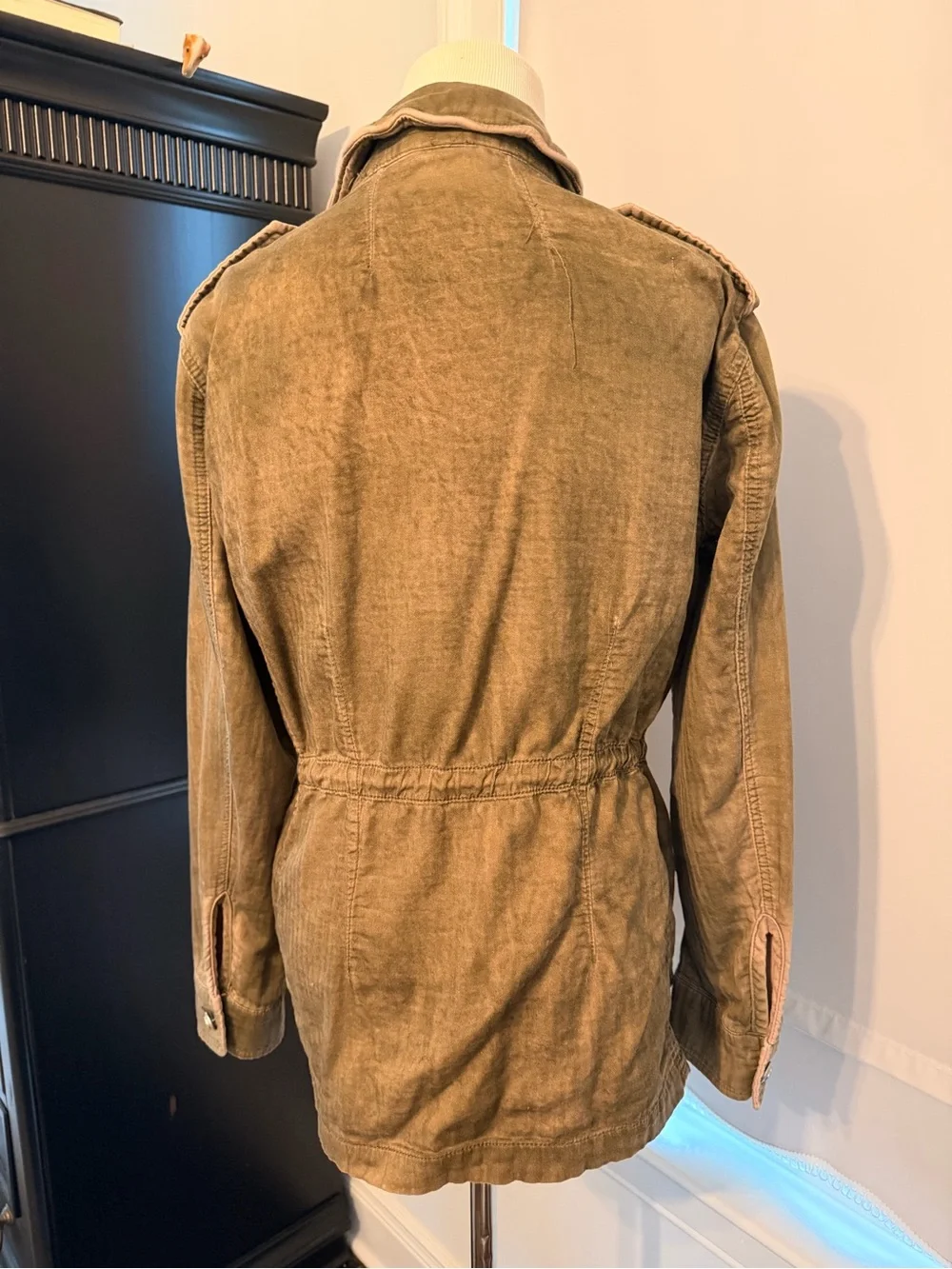 Free People Olive Brown Utility Jacket with Button Front